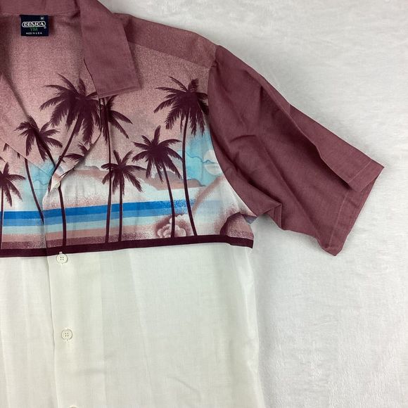 Desica Shirt Men’s Medium Short Sleeve Hawaiian Purple Palm Trees Lightweight - Picture 10 of 11